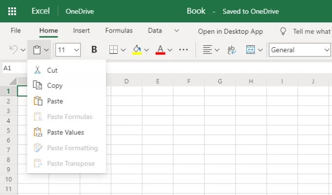 difference between Excel desktop and Excel web