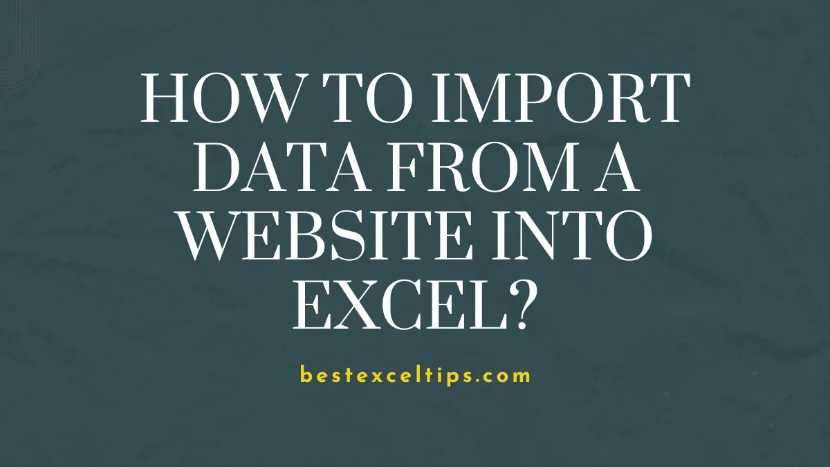 How to import data from a website into Excel